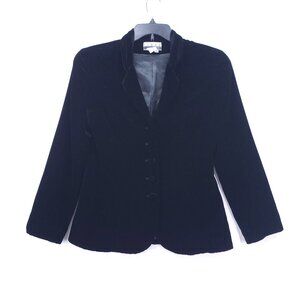 Vintage Kenar Ann Tijan Blazer Jacket Womens Petites Size 10 Black Velvet Formal